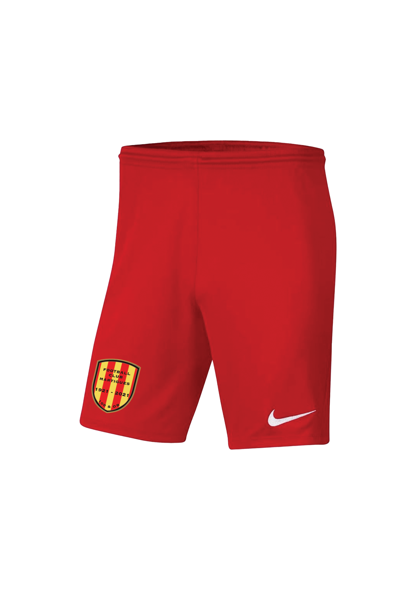Short Nike Enfant "100 et Or" Rouge - SHORT-NIKE-FC-MARTIGUES-FACE